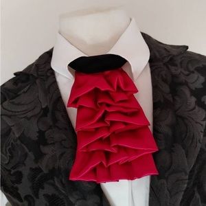 Gentleman's Jabot - Red satin. Unisex. Accessorize with this beauty!